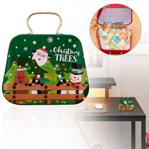 Christmas Cookie Tins with Handles – Mini Metal Candy 1