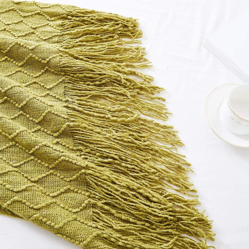 Navy Knitted Throw Blanket Textured Soft 50x60 Inch 2