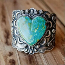 Bohemian Heart Turquoise Ring for Women Size 9