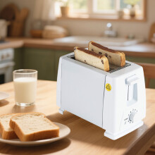 2-Slice Toaster White Compact Countertop