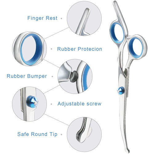 Pet Grooming Scissors Set Round Tip Safety 6-Piece 1
