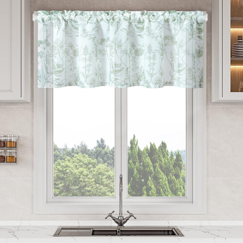 Rod Pocket Valance Curtain Green Bramble Pattern 1 Panel 2