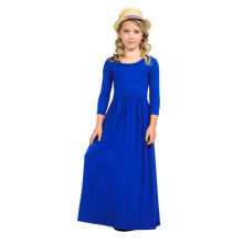 Girls Long Sleeve Solid Princess Dress Blue Size 80