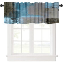 Abstract Ombre Valance Curtains Blue Brown Gray Watercolor