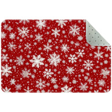 Kitchen Rug Christmas Snowflakes Red White Non-Slip 20x30