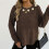 Women's Solid Floral Sweater Round Neck Long Sleeve Knit Top 5