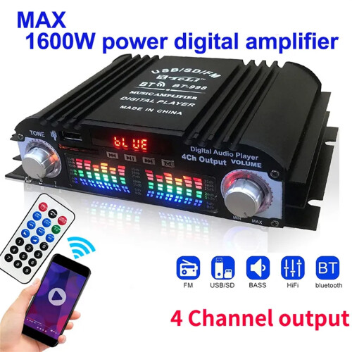 HiFi Sound Amplifier Digital 4-Channel 1600W Peak 1