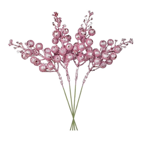 Christmas Glitter Berries Stems 7.8 inches