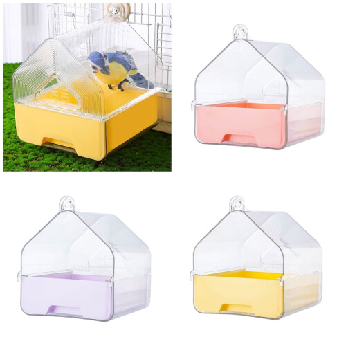 Portable Bird Bathtub Clear Hanging Bath Box for Small 2
