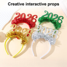 New Year Headband with Glitter and Eyeglass Frame 1pc