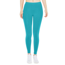 Women's Sky Blue Yoga Leggings Low-Waisted Opaque