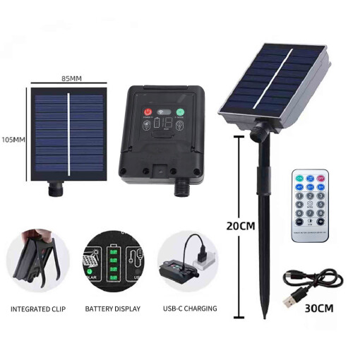 Solar Patio Umbrella Lights Remote Control Waterproof 12 LED 2