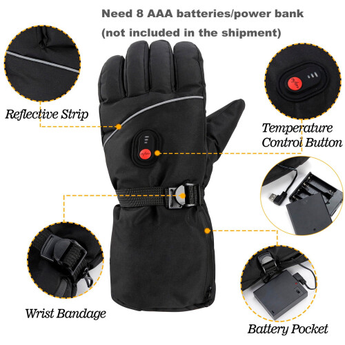 Heated Gloves Waterproof Windproof Touchscreen 1 Pair 2