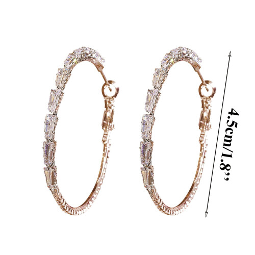 Rhinestone Hoop Earrings Gold Silver 2 pcs 2