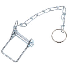 Steel Trailer Coupler Pin with Chain Galvanized Silver