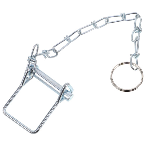 Steel Trailer Coupler Pin with Chain Galvanized Silver