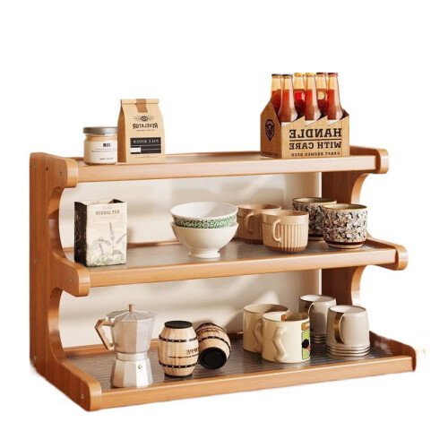Wood Desk Organizer Shelf 3-Tier Brown