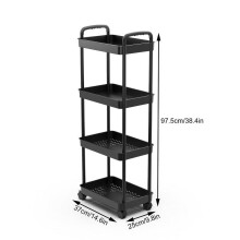 Rolling Plastic Storage Cart 3-Tier or 4-Tier White Black