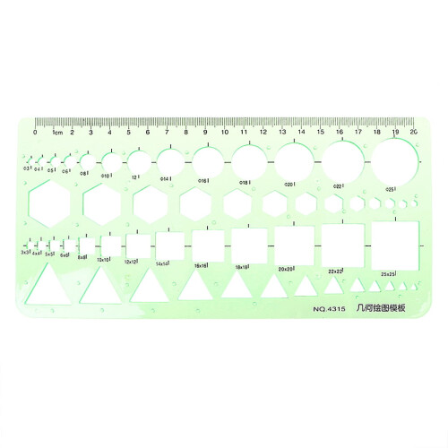 Geometric Plastic Template Ruler with Circles Squares