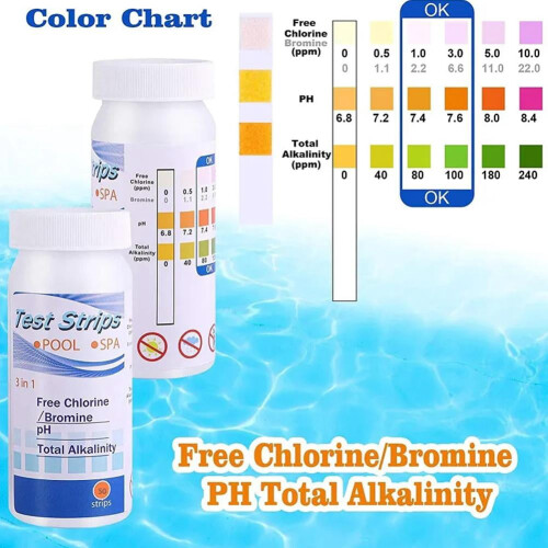 Seebee 氯测试试纸 热水浴泳池用 50片 1