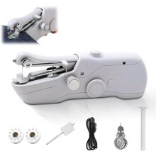 Portable Handheld Sewing Machine USB White with Accessory