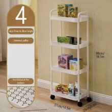 Rolling Plastic Storage Cart 3-Tier or 4-Tier White Black