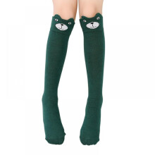 Kids Knee-High Socks with Cat Cartoon Design for Ages 3-12