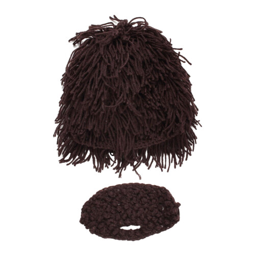 Knitted Beard Hat Winter Cold-Weather Cap Coffee 1