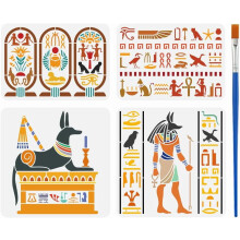 Egyptian Symbols Stencil Set A4 4 pcs PET plastic
