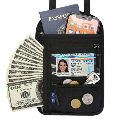 Passport Holder Wallet with Neck Stash Pouch 2