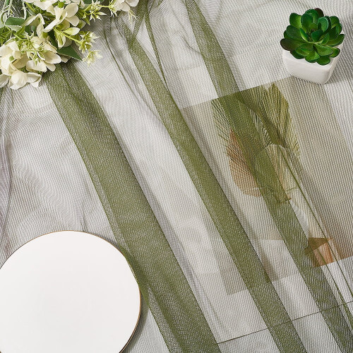 Polyester mesh fabric dark olive green 197x63 inch 2