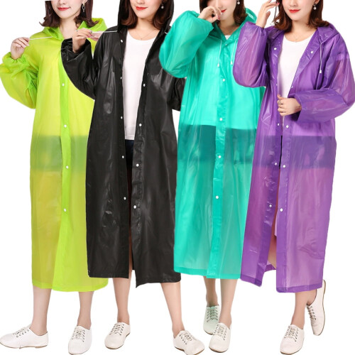 男女通用便携防水连帽长款雨披 黑色 2