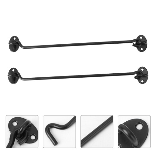 Hook and Eye Lock for Barn Door 12 Inches Black 2 Pack 1