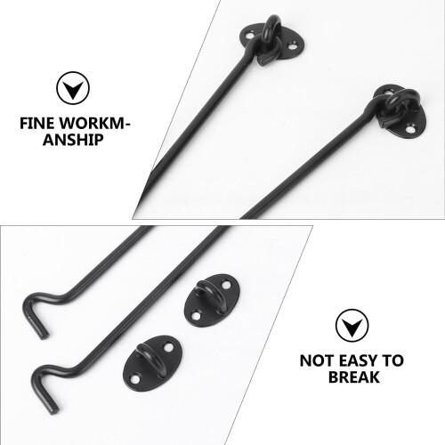 Hook and Eye Lock for Barn Door 12 Inches Black 2 Pack 2