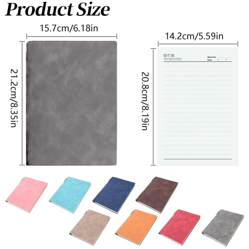 A5 Leather Notebook with Pen Holder Light Grey 2