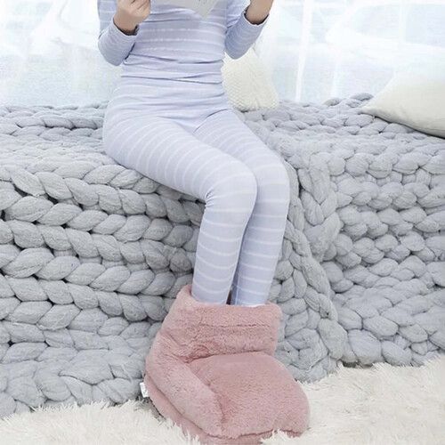 Heated Foot Warmers Fuzzy Plush USB Rechargeable 2