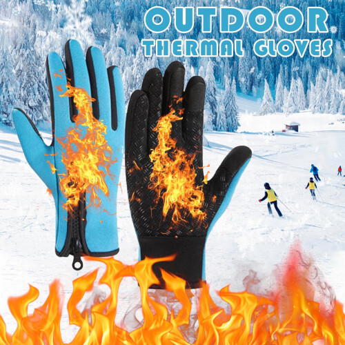 Thermal Gloves Waterproof Windproof Touchscreen Blue M 1
