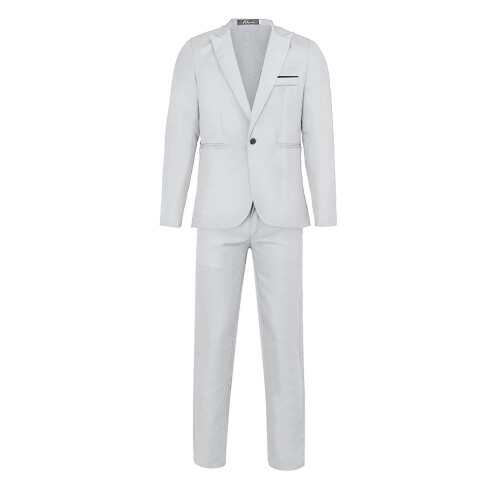 Men's Slim Fit Solid 2-Piece Suit Set 2