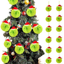 3D Christmas Ball Pendants Fluorescent Green Imitation Fur