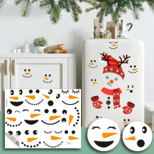 Snowman Face Stickers and Window Clings Christmas Decor Set