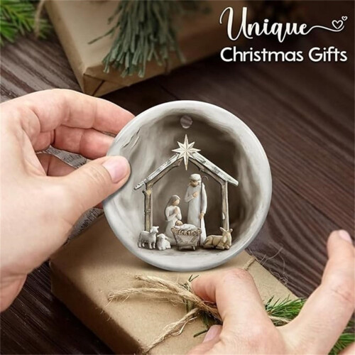 White Acrylic Nativity Ornaments Set 6 Pieces 1