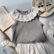 Unisex Toddler Camisole with Soft Lace and Stripe Design