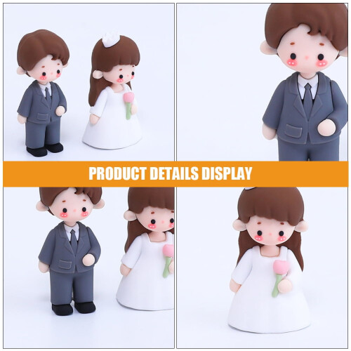 Bride and Groom Figurines 3D Soft Glue Decor 2 pcs 2