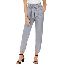 Women's Slim Cropped Joggers with Paper Bag Waist and