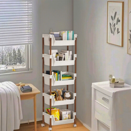 Mobile Storage Rack with Rollers and Layers 1