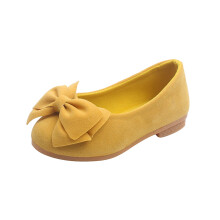 Girls Bow Ballet Flats Suede Yellow Size 2 Years