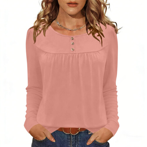 Women's Casual Pullover Top Round Neck Three-Quarter Sleeve 1