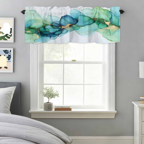Curtain Valance Green-Blue Gradient Abstract Marble Texture 2