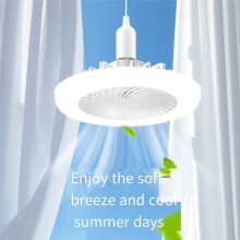 Ceiling Fan with Lights ,E27 Enclosed Low Fan Light Electric Fandelier with Remote Control Three Colors