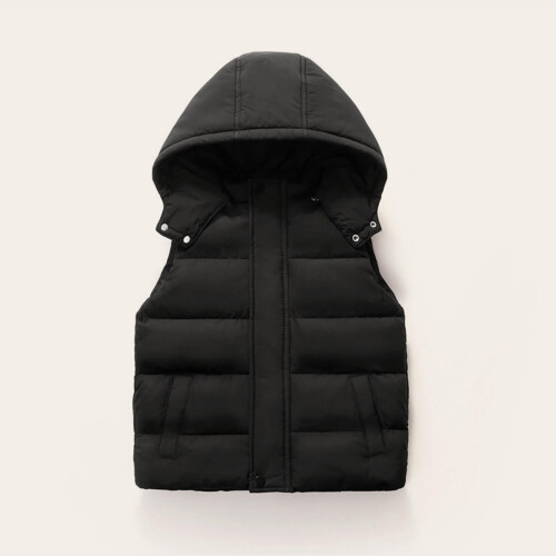 Kids Thermal Sleeveless Vest Zip Front Polyester 3-12Y